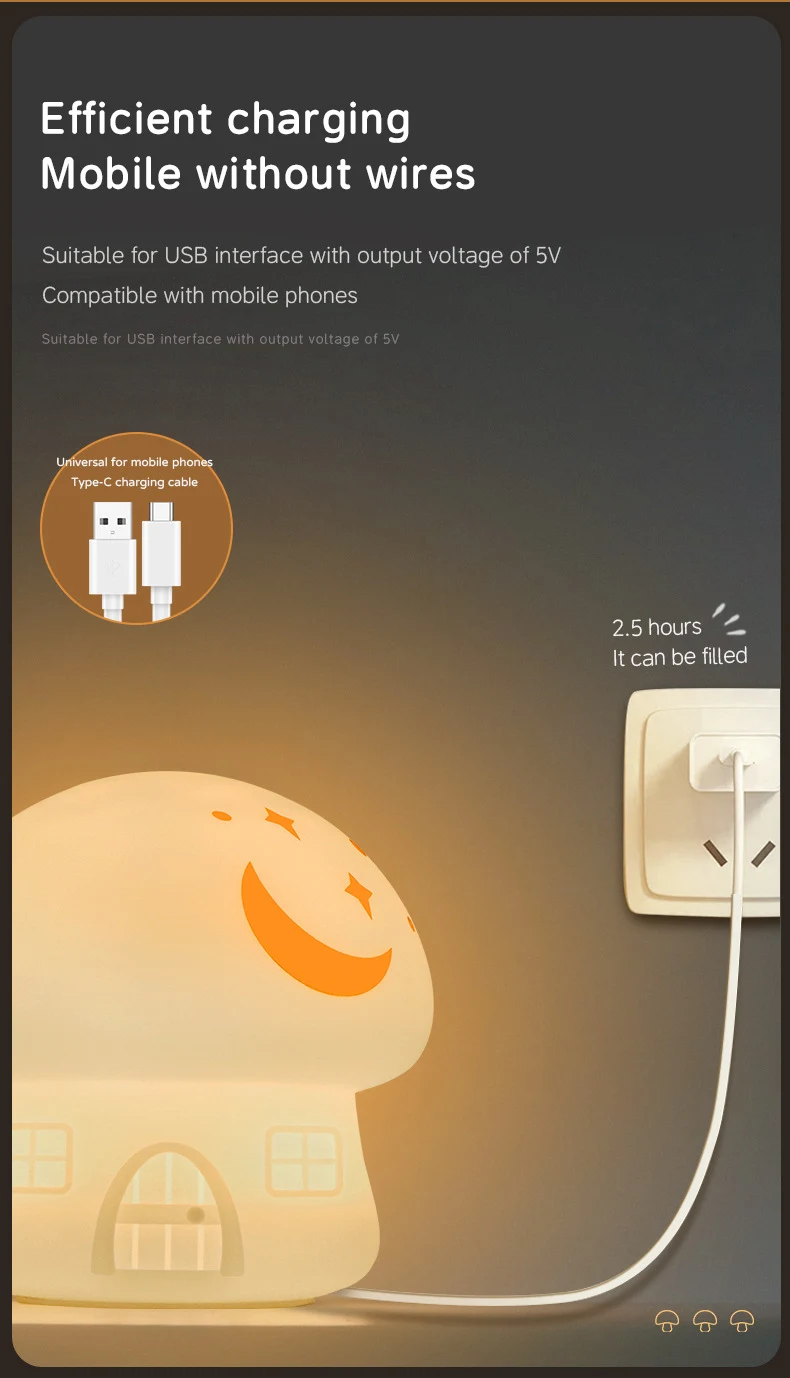 Mushroom Colorful Creative Small Night Light
