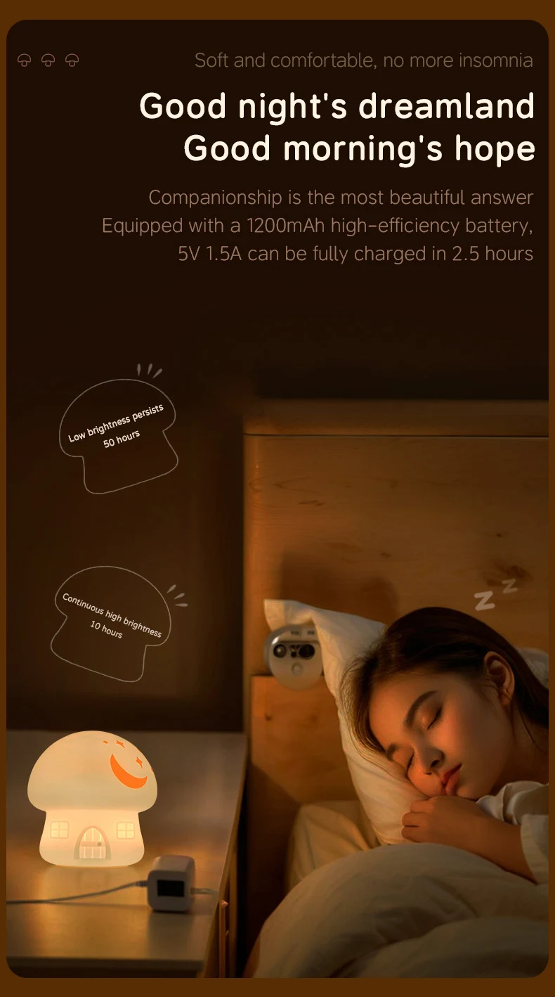 Mushroom Colorful Creative Small Night Light