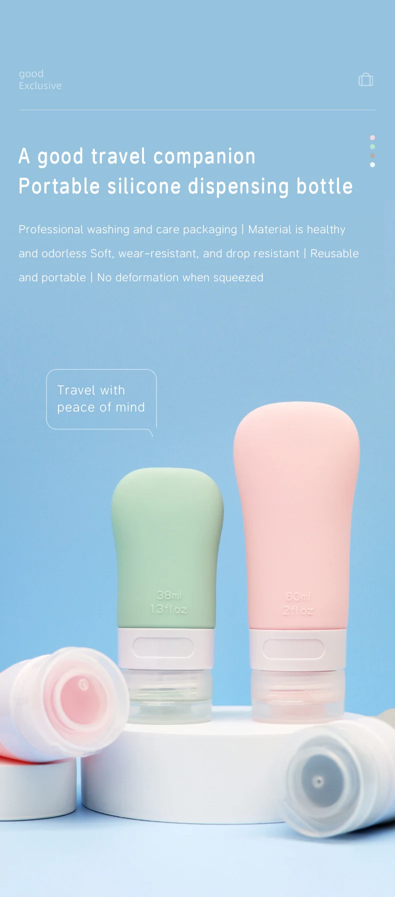 38ml Ladylike style Silicone Travel Cosmetic Bottle