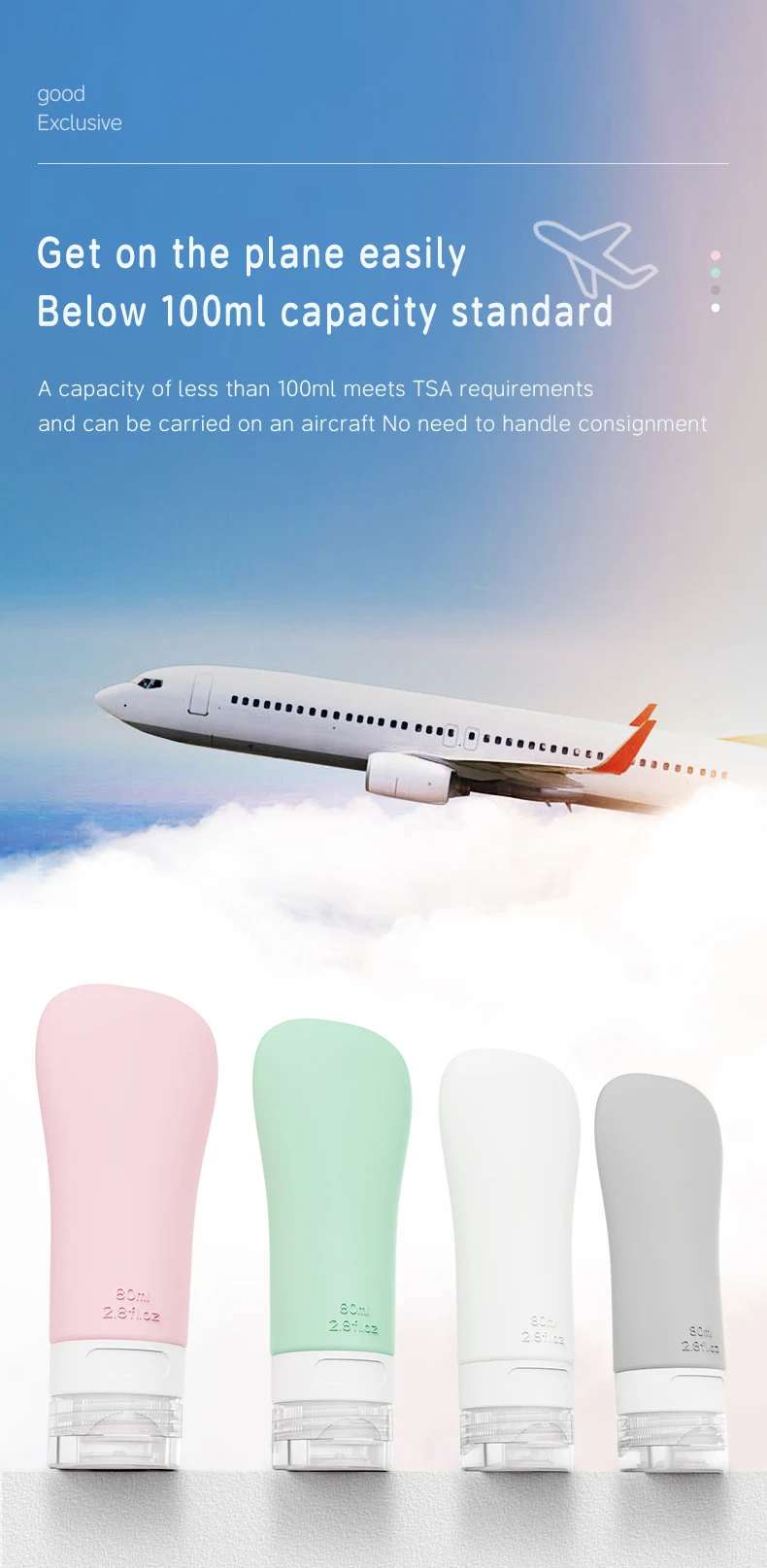 80ml Ladylike style Silicone Travel Cosmetic Bottle